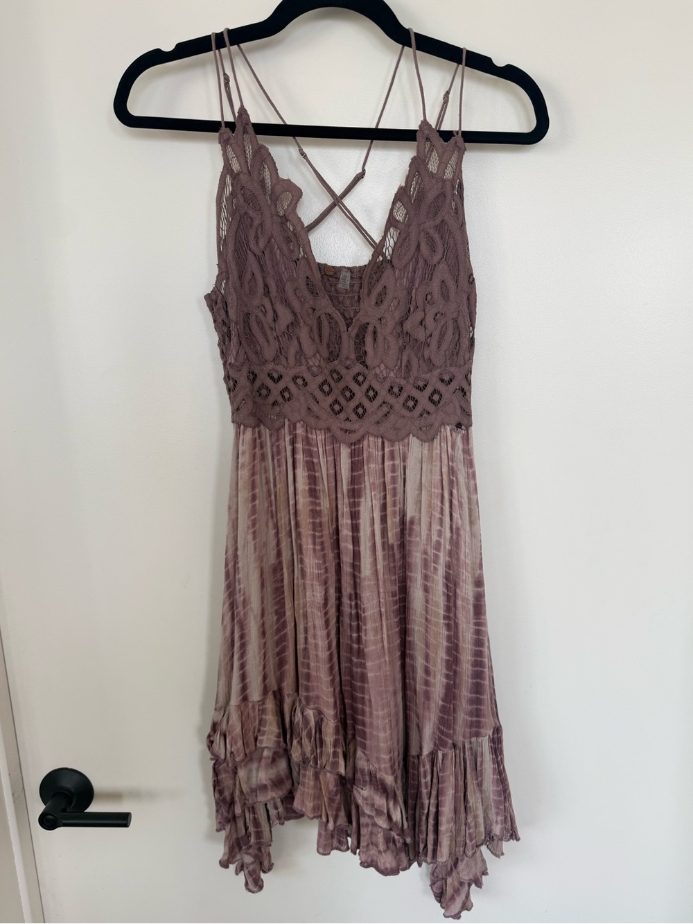 Free People Lace Bodice Tie-Detailed Mauve Women’s Dress